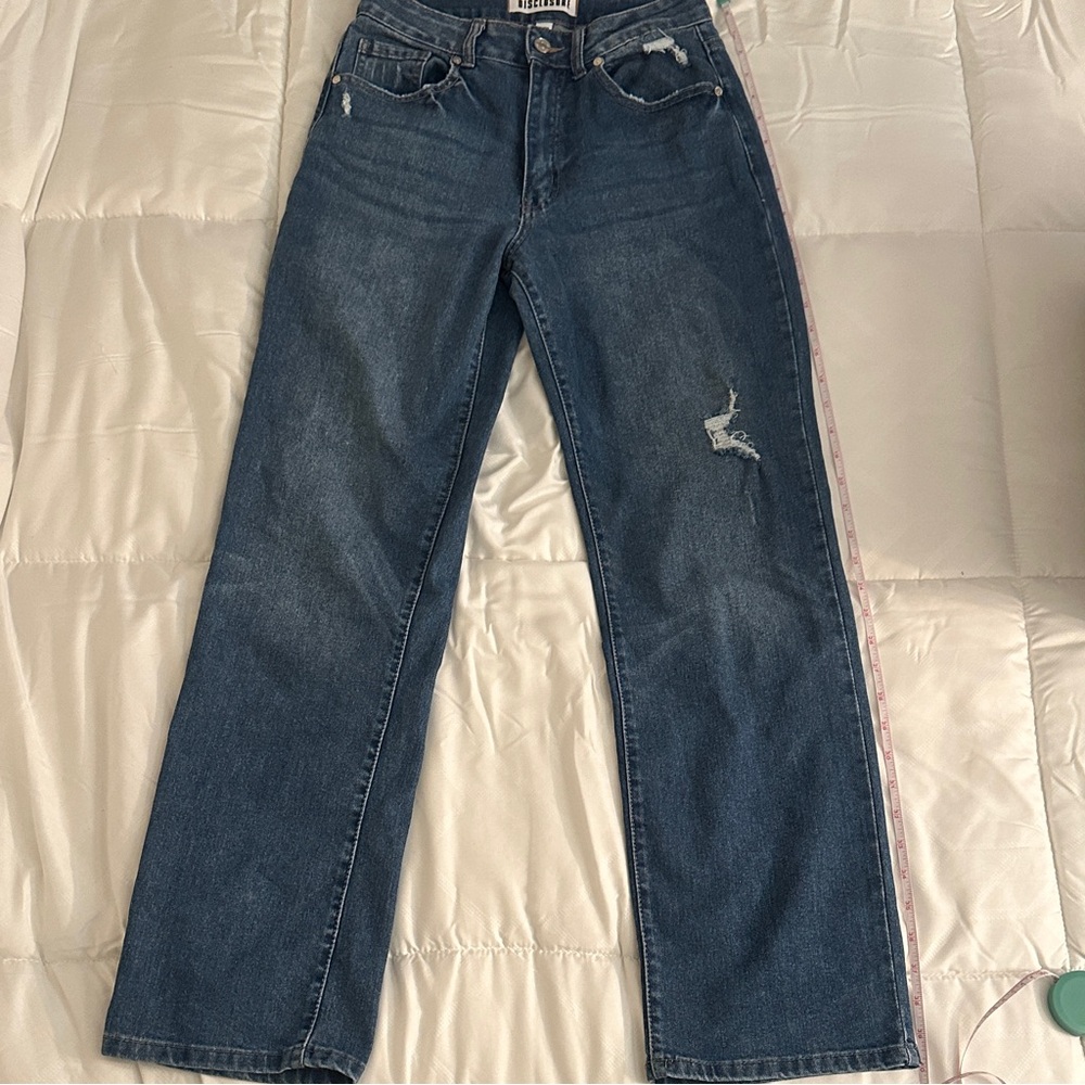 Straight Leg Jeans in Dark Blue Denim